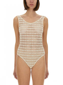 Alysi - White Crochet Scoop Neck Top