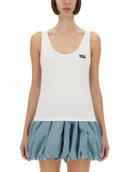 Rotate Birger Christensen - White Solid Scoop Neck Top (S)