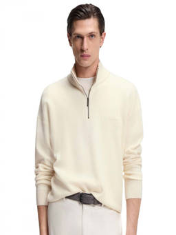 Boss - Off White Solid Mock Collar Sweatshirt (XL)