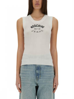 Moschino - White Logo Round Neck Top