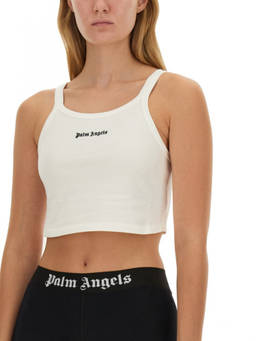 Palm Angels - White Logo Scoop Neck Top