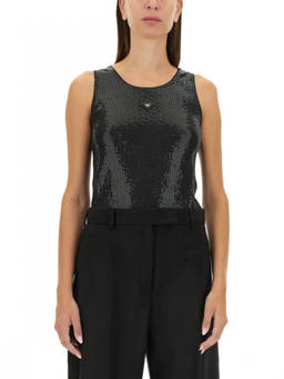 MCM - Black Embellished Round Neck Top