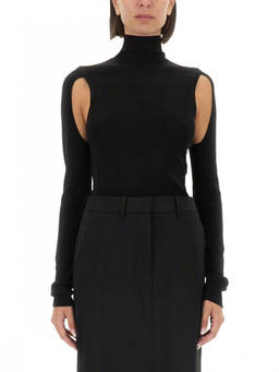 Helmut Lang - Black Solid Turtle Neck Top