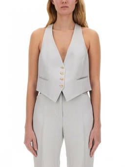 Tom Ford - Grey Solid V Neck Top (L)