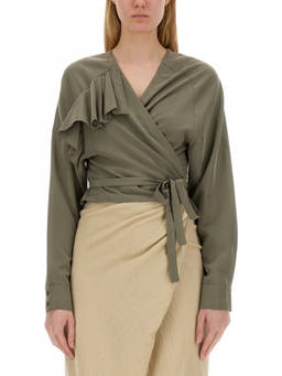 Alysi - Green Solid V Neck Top (M)