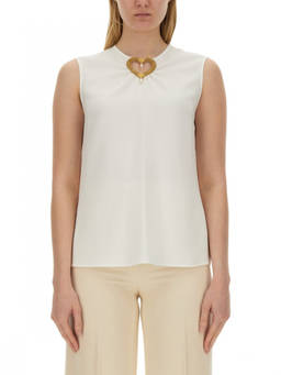 Moschino - White Embellished Round Neck Top (M)
