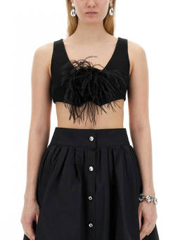 Moschino - Black Embellished V Neck Top