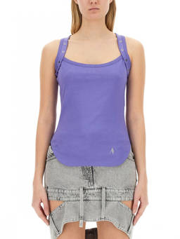 THE ATTICO - Purple Solid Scoop Neck Top (M)