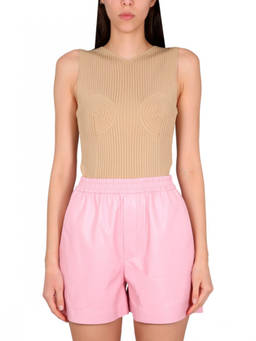 Nanushka - Beige Textured V Neck Top (M)