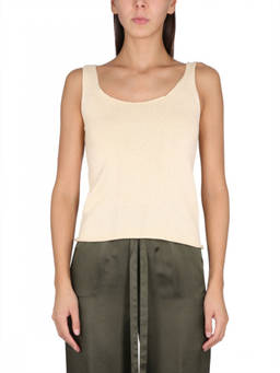 Aspesi - Beige Solid Scoop Neck Top (S)