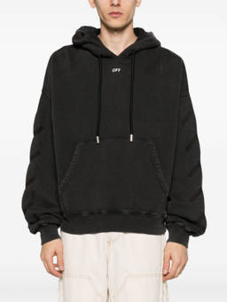 OFF-WHITE - Black Logo Cotton Hoodie