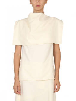 Jil Sander - White Solid Mock Collar Top (M)
