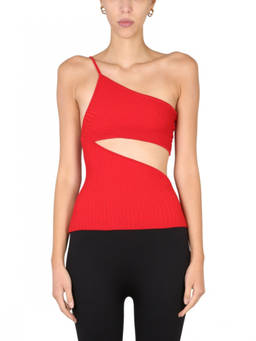 Andreadamo - Red Knitted One Shoulder Top