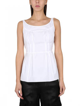 Aspesi - White Solid Scoop Neck Top (L)
