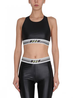 MSGM - Black Logo Round Neck Top
