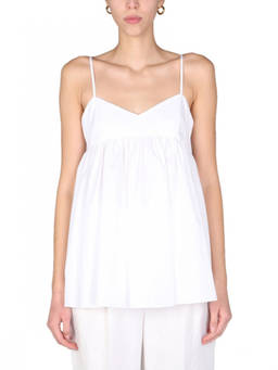 Aspesi - White Solid V Neck Top