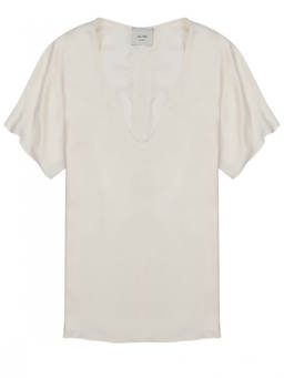 Alysi - Off White Solid V Neck Top