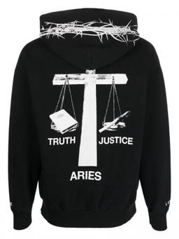 Aries - Black Graphic Logo Hoodie (S)