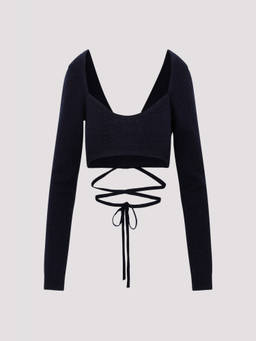 Patou - Black Wrap Knitted Top (M)
