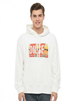 Diesel - White Graphic Logo Hoodie
