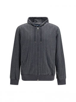 Herno - Dark Grey Relaxed Stripes Hoodie (M)