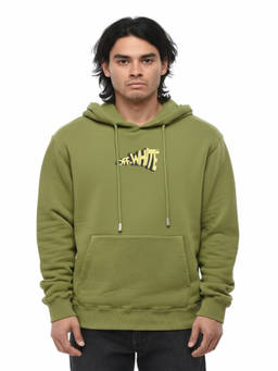 OFF-WHITE - Green Regular Logo Hoodie