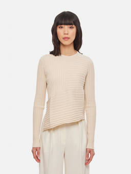 Stella McCartney - Natural Asymmetric-Hem Ribbed Top
