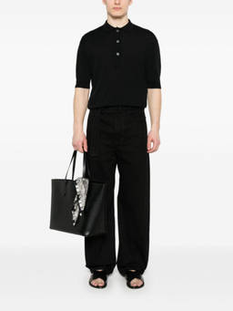 Lardini - Black Cotton Blended Polo T-Shirt (S)