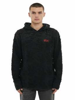 Diesel - Black Distressed Logo Hoodie