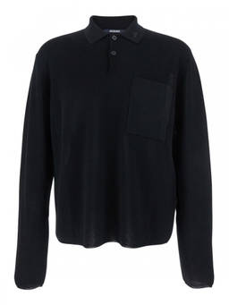 JACQUEMUS - Black Embroidered Logo Polo T-Shirt