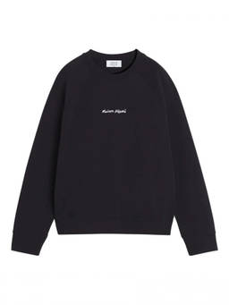 Maison Kitsune - Black Crewneck Embroidered Sweatshirt