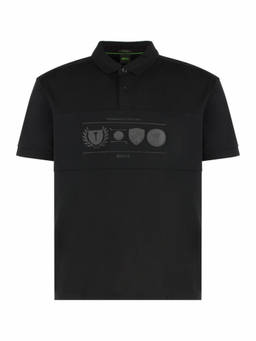 Boss - Black Relaxed Fit Printed Polo T-Shirt
