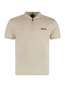 Boss - Beige Half-Zip Logo Polo T-Shirt (XS)