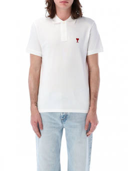 AMI Paris - White Ami De Coeur Unisex Polo T-Shirt