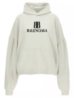 Balenciaga - Light Grey Cropped Logo Hoodie (M)