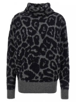 Stella McCartney - Black Leopard Jacquard Turtleneck Sweater