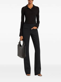 Courreges - Black Ribbed Logo Polo Top