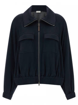 Brunello Cucinelli - Blue Solid Shirt Collar Sweatshirt