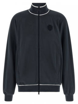 Brunello Cucinelli - Blue Logo Mock Collar Sweatshirt
