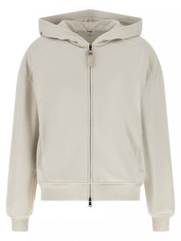 Brunello Cucinelli - Off White Solid Hood Sweatshirt (S)