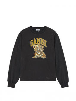 Ganni - Black Graphic Crew Neck Sweatshirt