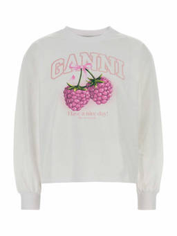 Ganni - White Graphic Crew Neck Sweatshirt (L)
