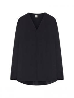 Toteme - Black Solid V Neck Sweatshirt