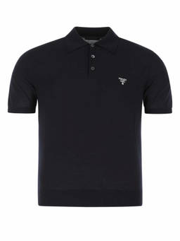 PRADA - Navy Blue Logo Embroidery Polo T-Shirt