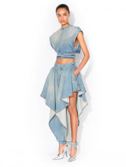 ALAIA - Light Blue Denim Belted Top (M)