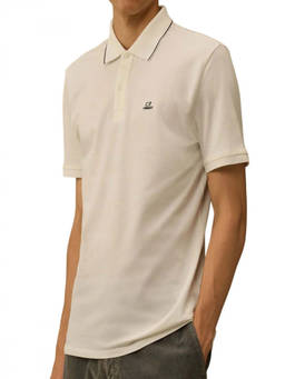 C.P. Company - Beige Logo Shirt Collar Polo T-Shirt (S)