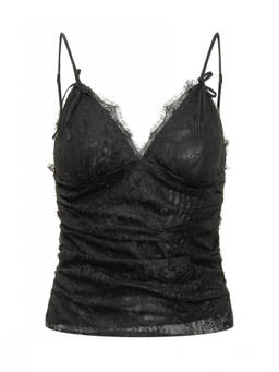 Pinko - Black Lace V Neck Top (XS)