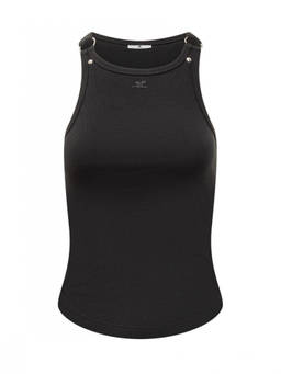 Courreges - Black Ribbed Round Neck Top (S)