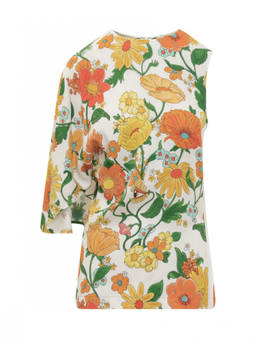 Stella McCartney - White Floral Round Neck Top