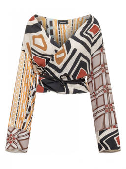 Dsquared2 - Multicolour Printed V Neck Top (L)
